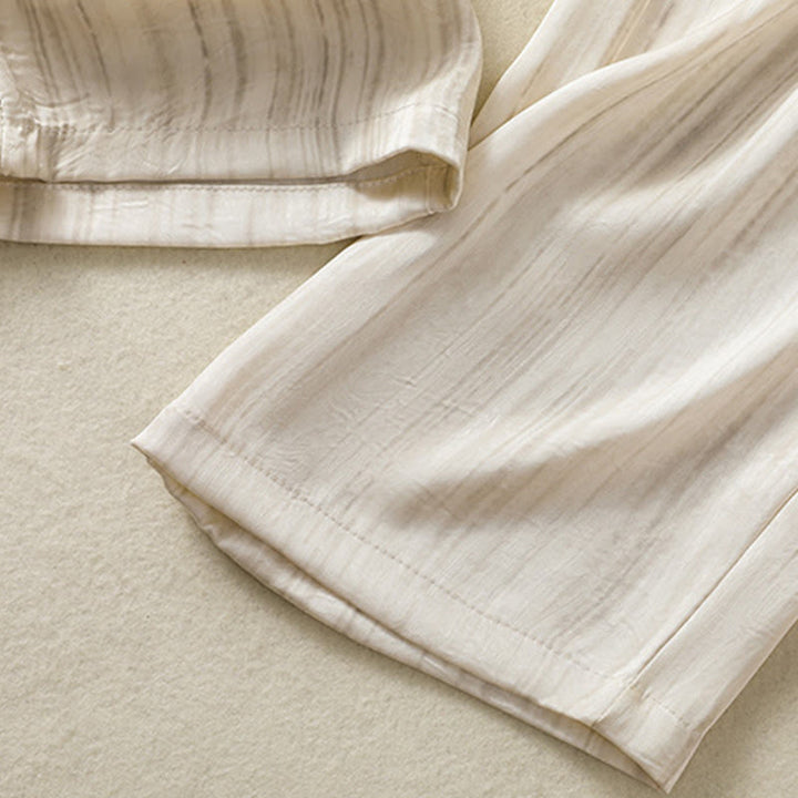 Pantalones casuales con cordón ajustable y bolsillos hasta el tobillo para mujer con estampado artístico de líneas verticales de Buddha Stones - image 8