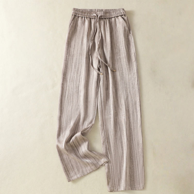 Pantalones casuales con cordón ajustable y bolsillos hasta el tobillo para mujer con estampado artístico de líneas verticales de Buddha Stones - Marrón rosado - US8-10，UK/AU12-14，EU40-42 (2XL) - image 17
