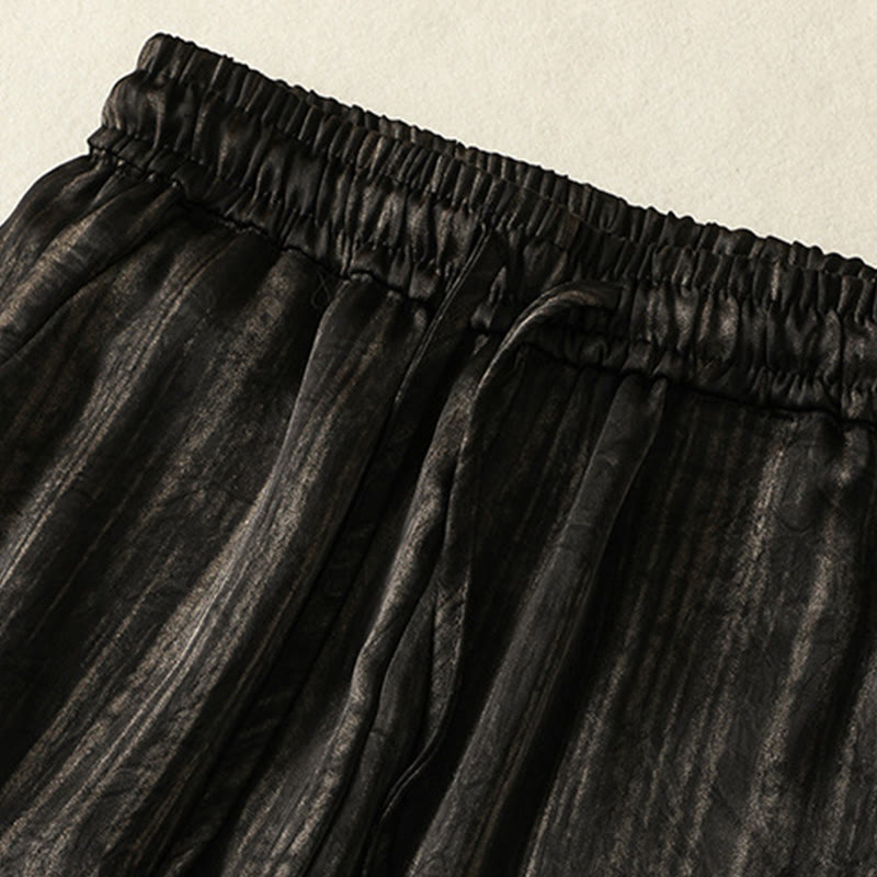 Pantalones casuales con cordón ajustable y bolsillos hasta el tobillo para mujer con estampado artístico de líneas verticales de Buddha Stones - image 12