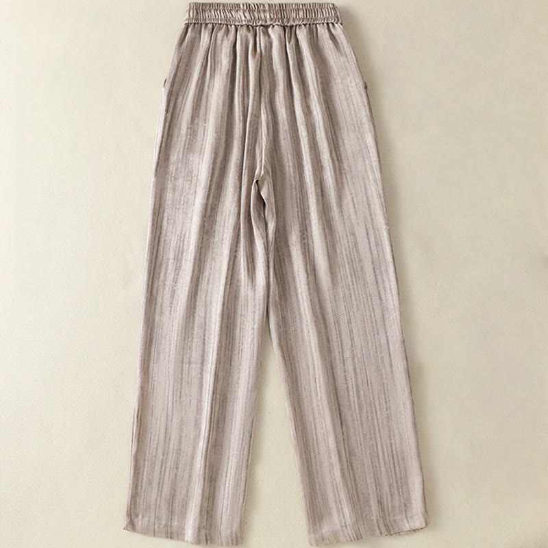 Pantalones casuales con cordón ajustable y bolsillos hasta el tobillo para mujer con estampado artístico de líneas verticales de Buddha Stones - image 19