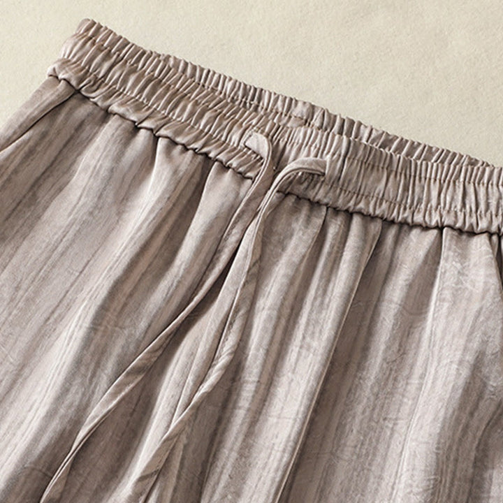 Pantalones casuales con cordón ajustable y bolsillos hasta el tobillo para mujer con estampado artístico de líneas verticales de Buddha Stones - image 20