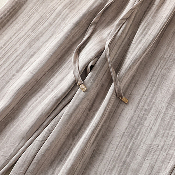 Pantalones casuales con cordón ajustable y bolsillos hasta el tobillo para mujer con estampado artístico de líneas verticales de Buddha Stones - image 21