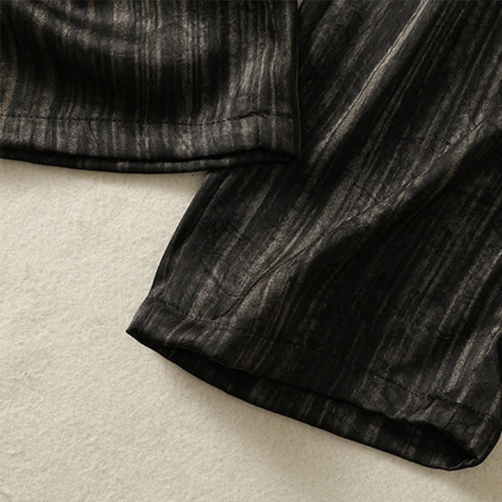 Pantalones casuales con cordón ajustable y bolsillos hasta el tobillo para mujer con estampado artístico de líneas verticales de Buddha Stones - image 15