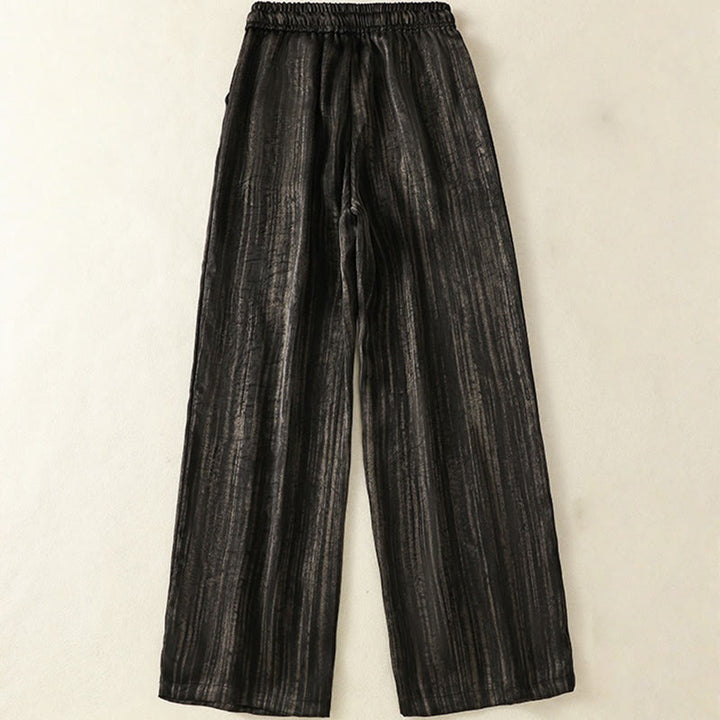 Pantalones casuales con cordón ajustable y bolsillos hasta el tobillo para mujer con estampado artístico de líneas verticales de Buddha Stones - image 11