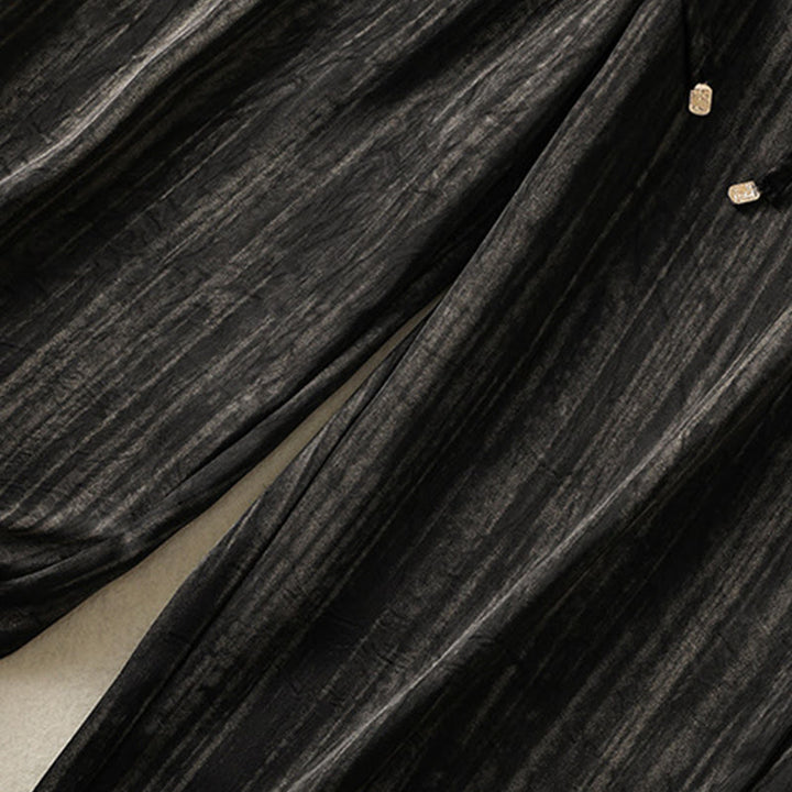 Pantalones casuales con cordón ajustable y bolsillos hasta el tobillo para mujer con estampado artístico de líneas verticales de Buddha Stones - image 14