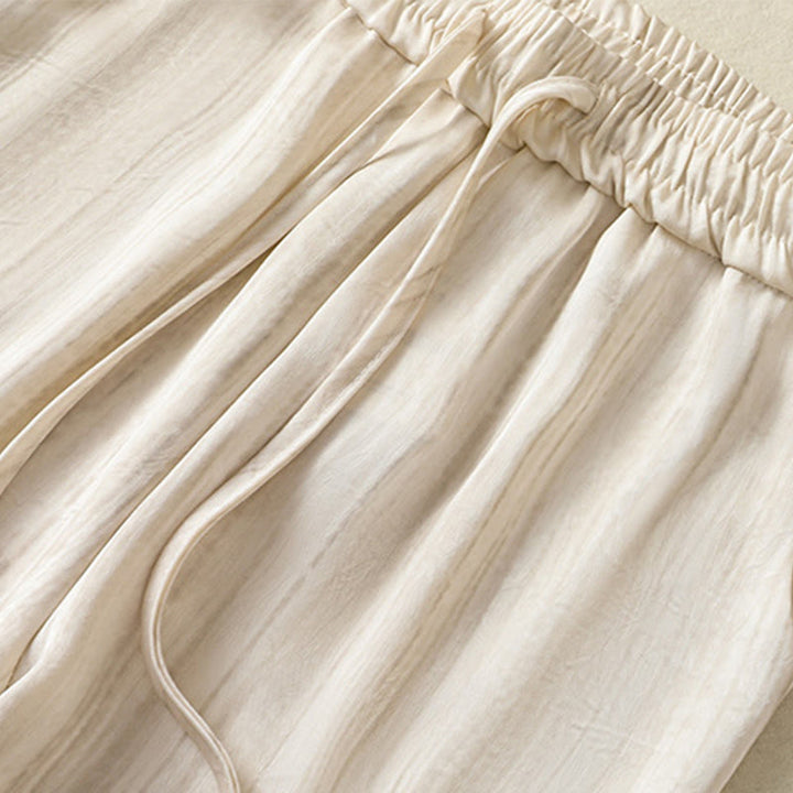 Pantalones casuales con cordón ajustable y bolsillos hasta el tobillo para mujer con estampado artístico de líneas verticales de Buddha Stones - image 4