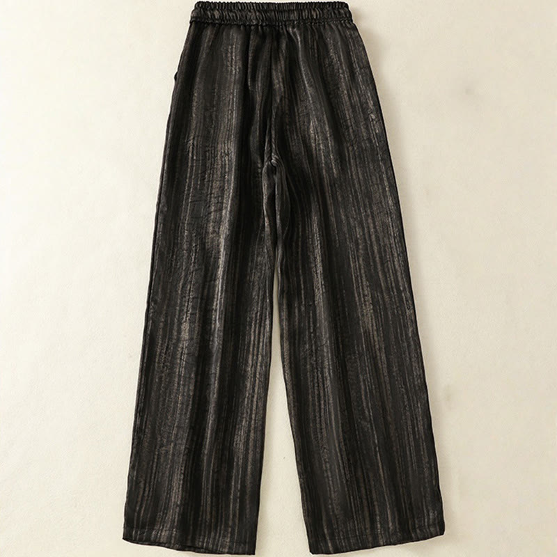 Pantalones casuales con cordón ajustable y bolsillos hasta el tobillo para mujer con estampado artístico de líneas verticales de Buddha Stones - image 10