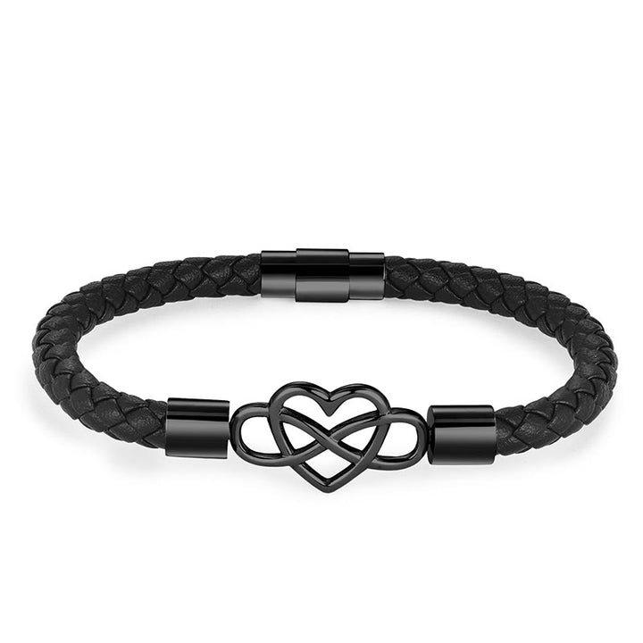 Pulsera de cuero, titanio y acero con nudo infinito y Buddha Stones - Negro (circunferencia de la muñeca: 17-19 cm) - image 6