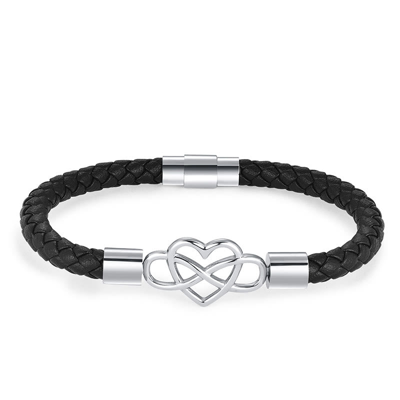 Pulsera de cuero, titanio y acero con nudo infinito y Buddha Stones - image 3