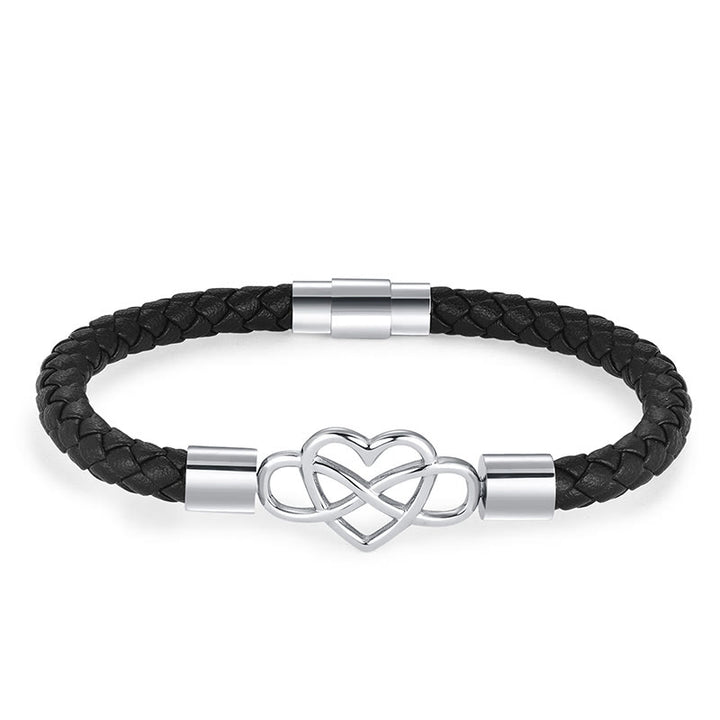 Pulsera de cuero, titanio y acero con nudo infinito y Buddha Stones - image 3
