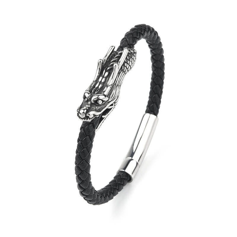 Pulsera de cuero de dragón con hebilla de acero y titanio de Buddha Stones - image 5