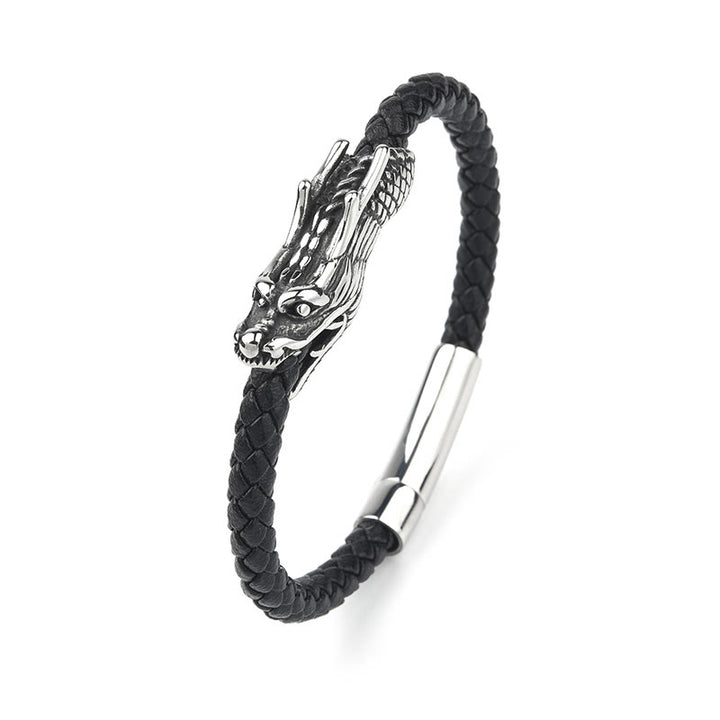 Pulsera de cuero de dragón con hebilla de acero y titanio de Buddha Stones - image 5