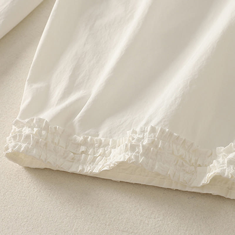 Pantalones de algodón para mujer con diseño de patchwork, dobladillo con volantes y bolsillos, hasta el tobillo y cordón Buddha Stones . - image 11