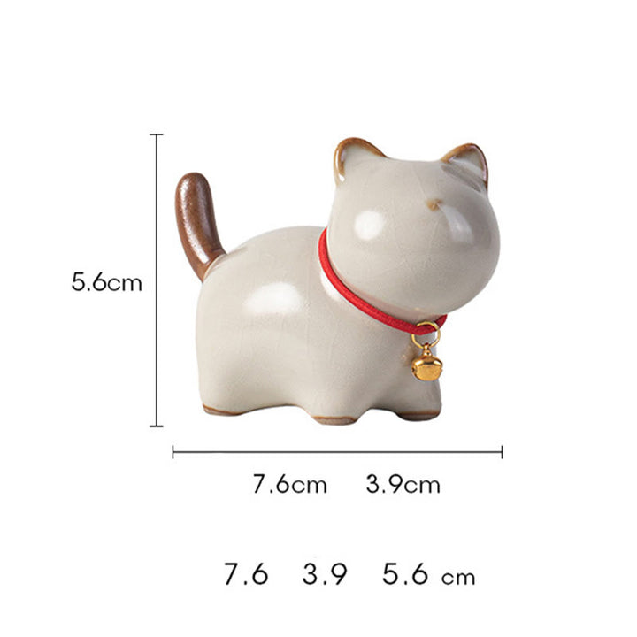 Figura decorativa de cerámica con forma de campana de cuerda roja y gato de pie con Buddha Stones - image 9
