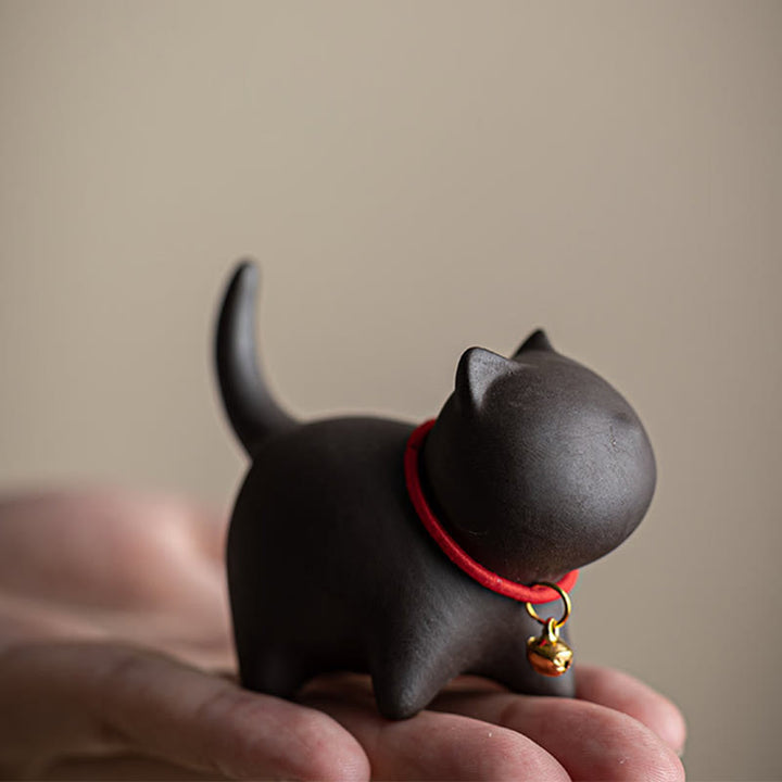 Miniatura de Buddha Stones con forma de campana de cuerda roja, figura de arcilla morada para gato, decoración de escritorio - image 11