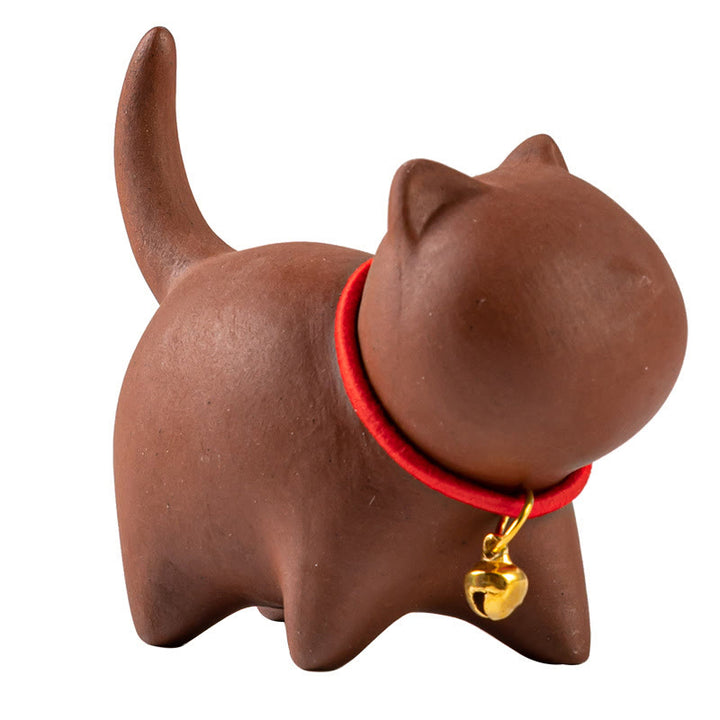 Miniatura de Buddha Stones con forma de campana de cuerda roja, figura de arcilla morada para gato, decoración de escritorio - image 6