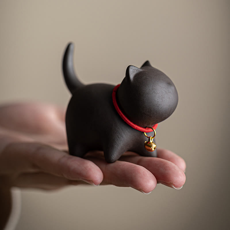 Miniatura de Buddha Stones con forma de campana de cuerda roja, figura de arcilla morada para gato, decoración de escritorio - image 10
