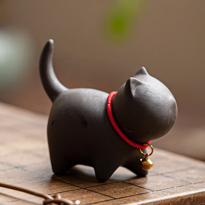 Miniatura de Buddha Stones con forma de campana de cuerda roja, figura de arcilla morada para gato, decoración de escritorio - image 9