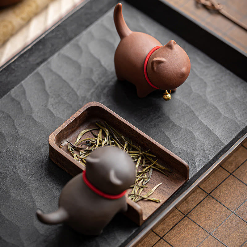 Miniatura de Buddha Stones con forma de campana de cuerda roja, figura de arcilla morada para gato, decoración de escritorio - image 12