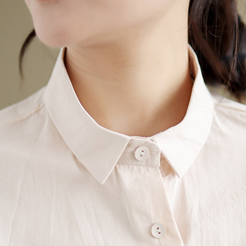 Camisa informal de algodón de media manga con cuello alto y botones, diseño de medusas bordadas con Buddha Stones para mujer - image 13