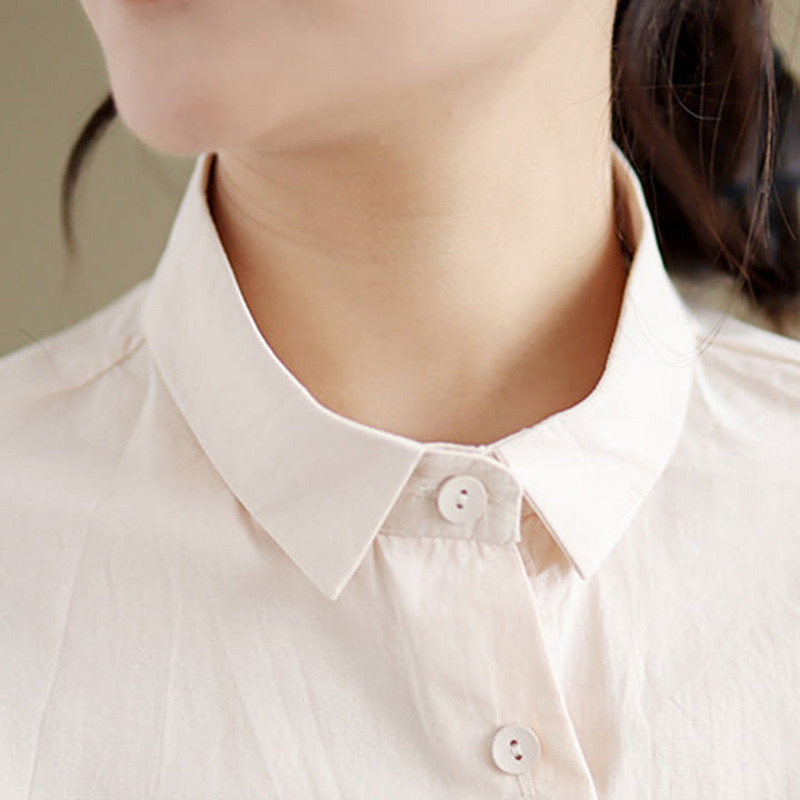 Camisa informal de algodón de media manga con cuello alto y botones, diseño de medusas bordadas con Buddha Stones para mujer - image 13