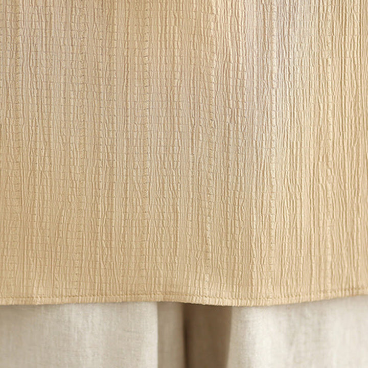 Camisa informal de poliéster de manga corta con cuello en V y botones para mujer con Buddha Stones - image 8