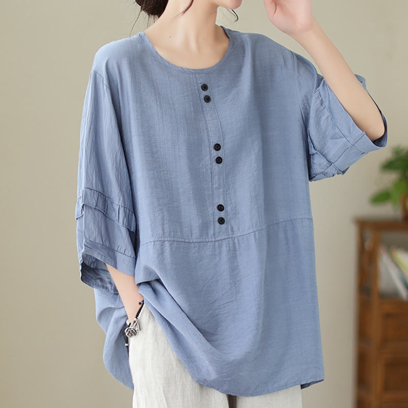 Camiseta informal de verano con cuello redondo y manga corta de poliéster para mujer con estampado de Buddha Stones - image 1