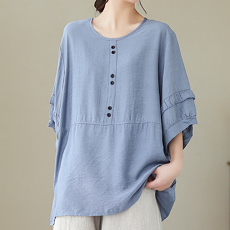 Camiseta informal de verano con cuello redondo y manga corta de poliéster para mujer con estampado de Buddha Stones - image 4