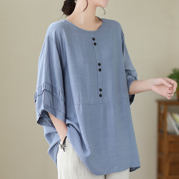 Camiseta informal de verano con cuello redondo y manga corta de poliéster para mujer con estampado de Buddha Stones - image 2