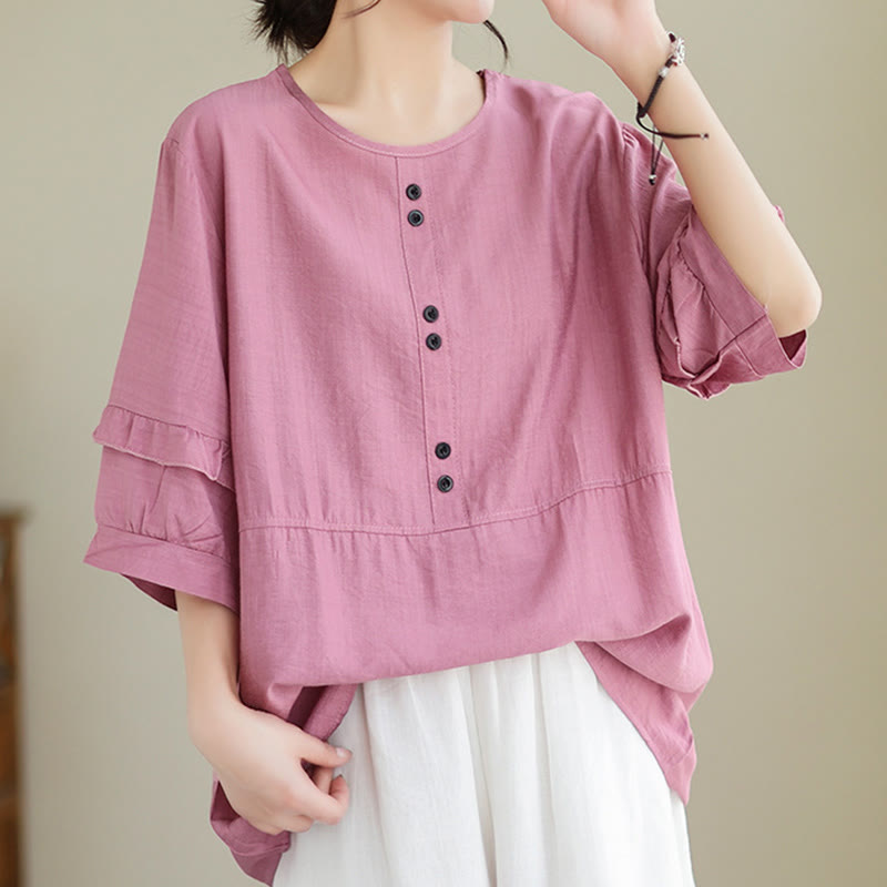 Camiseta informal de verano con cuello redondo y manga corta de poliéster para mujer con estampado de Buddha Stones - image 14