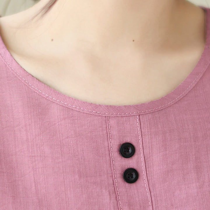 Camiseta informal de verano con cuello redondo y manga corta de poliéster para mujer con estampado de Buddha Stones - image 7