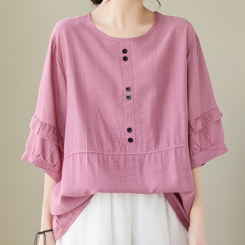 Camiseta informal de verano con cuello redondo y manga corta de poliéster para mujer con estampado de Buddha Stones - image 9