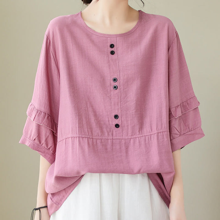 Camiseta informal de verano con cuello redondo y manga corta de poliéster para mujer con estampado de Buddha Stones - image 9