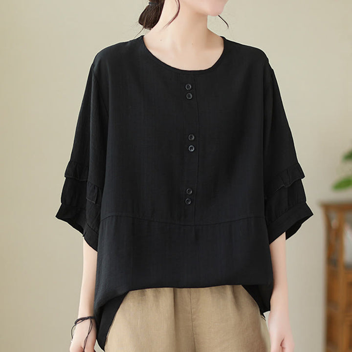 Camiseta informal de verano con cuello redondo y manga corta de poliéster para mujer con estampado de Buddha Stones - image 20