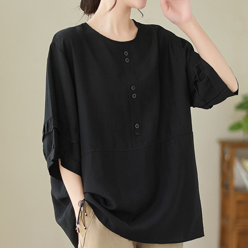 Camiseta informal de verano con cuello redondo y manga corta de poliéster para mujer con estampado de Buddha Stones - image 18