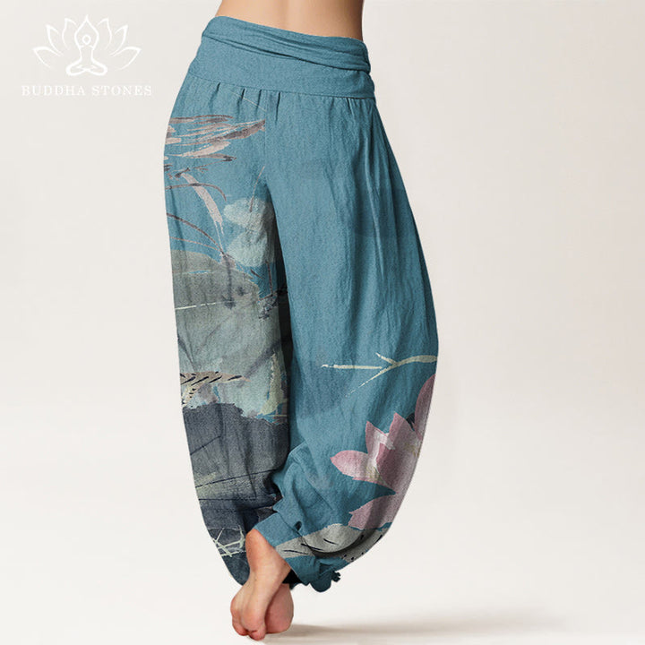 Pantalones harén con cintura elástica para mujer con diseño de pájaros , Buddha Stones - image 6