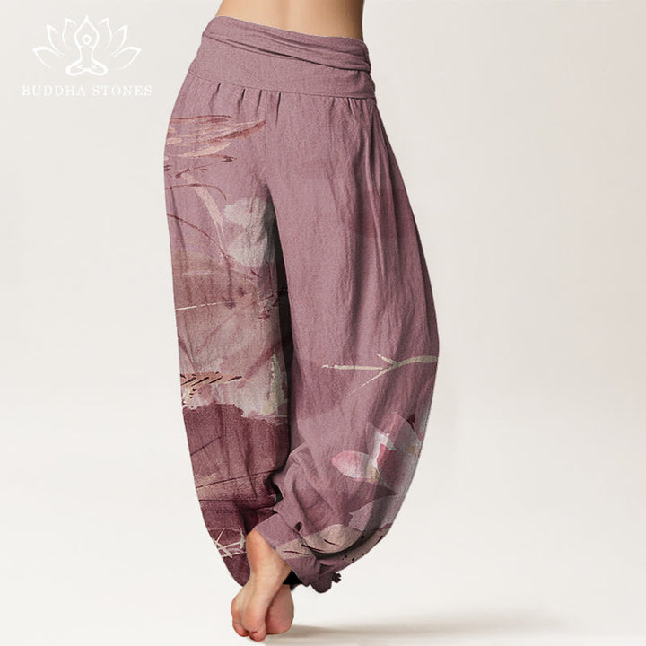 Pantalones harén con cintura elástica para mujer con diseño de pájaros , Buddha Stones - image 9