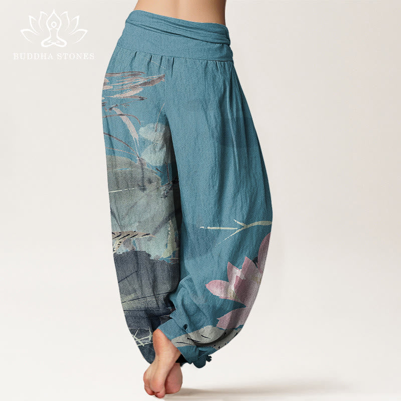 Pantalones harén con cintura elástica para mujer con diseño de pájaros , Buddha Stones - image 7