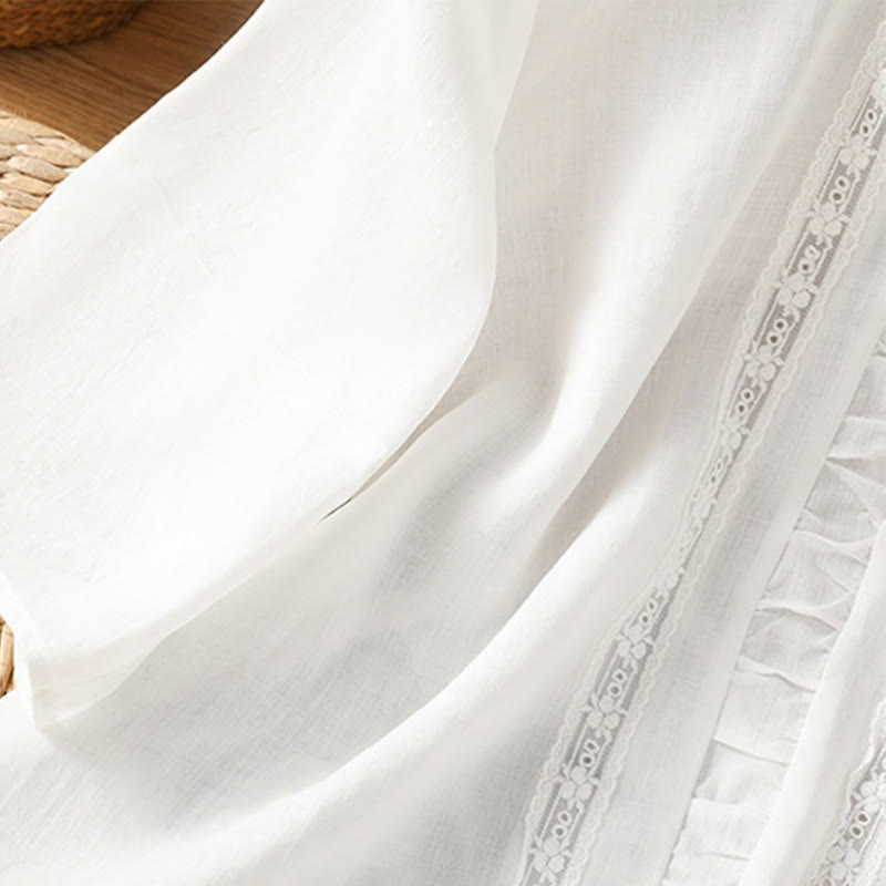 Camisa informal de algodón y lino con cuello redondo y manga tres cuartos para mujer, con estampado de Buddha Stones - image 10