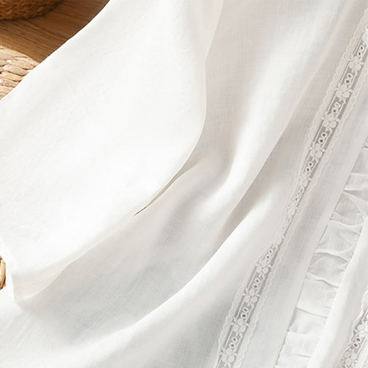 Camisa informal de algodón y lino con cuello redondo y manga tres cuartos para mujer, con estampado de Buddha Stones - image 10