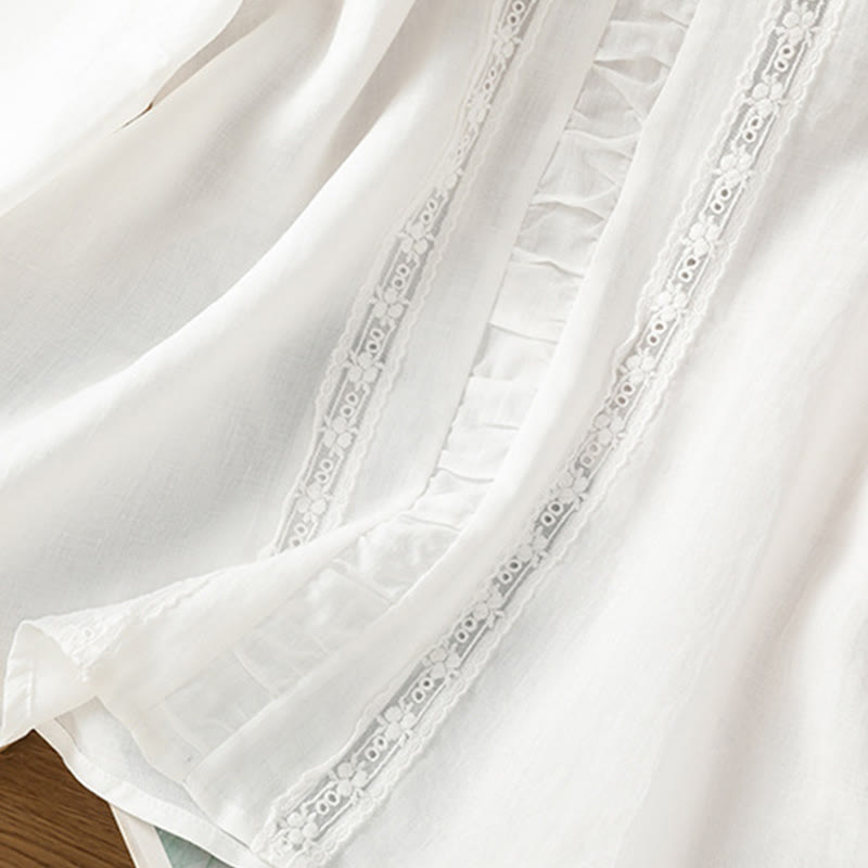 Camisa informal de algodón y lino con cuello redondo y manga tres cuartos para mujer, con estampado de Buddha Stones - image 15