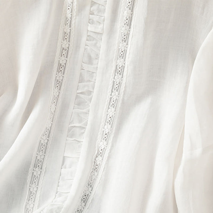 Camisa informal de algodón y lino con cuello redondo y manga tres cuartos para mujer, con estampado de Buddha Stones - image 11