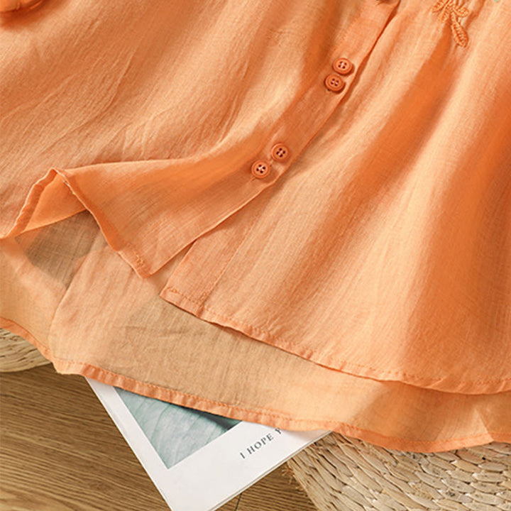 Camisa informal de algodón con bordado de plantas y cuello alto para mujer, de manga tres cuartos, de Buddha Stones - image 25