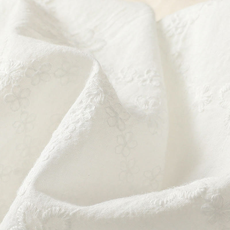 Camisa informal de lino y algodón con muescas huecas y manga corta para mujer con estampado de Buddha Stones - image 9