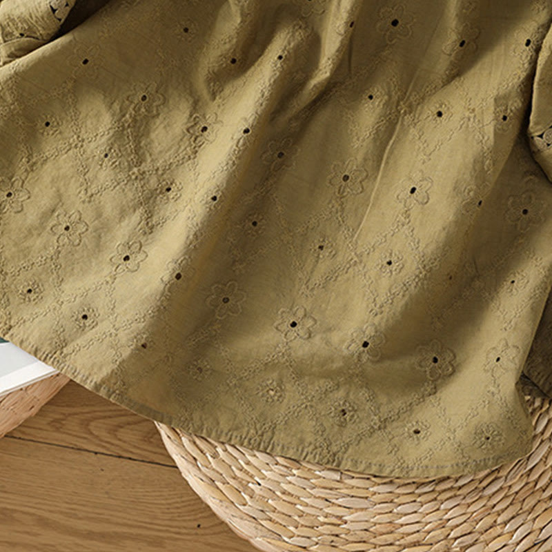 Camisa informal de lino y algodón con muescas huecas y manga corta para mujer con estampado de Buddha Stones - image 21