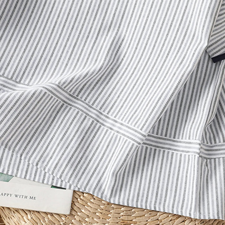 Camisa de algodón de manga corta para mujer con diseño de rayas y cuello redondo de Buddha Stones - image 5