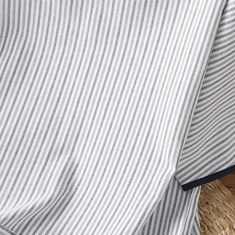 Camisa de algodón de manga corta para mujer con diseño de rayas y cuello redondo de Buddha Stones - image 4