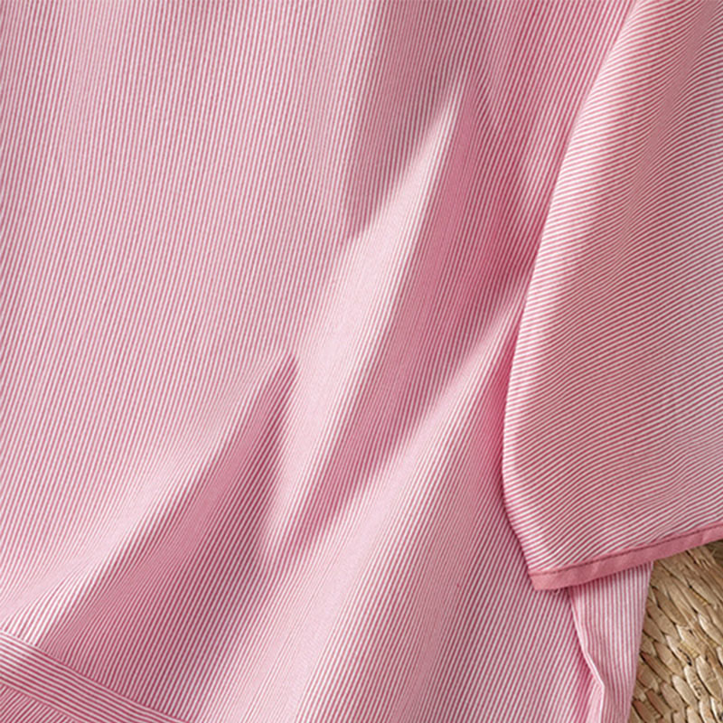 Camisa de algodón de manga corta para mujer con diseño de rayas y cuello redondo de Buddha Stones - image 11