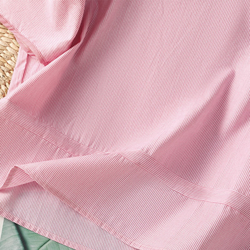 Camisa de algodón de manga corta para mujer con diseño de rayas y cuello redondo de Buddha Stones - image 12