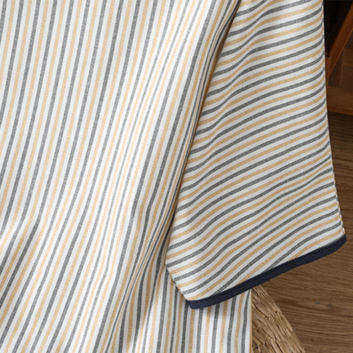 Camisa de algodón de manga corta para mujer con diseño de rayas y cuello redondo de Buddha Stones - image 17